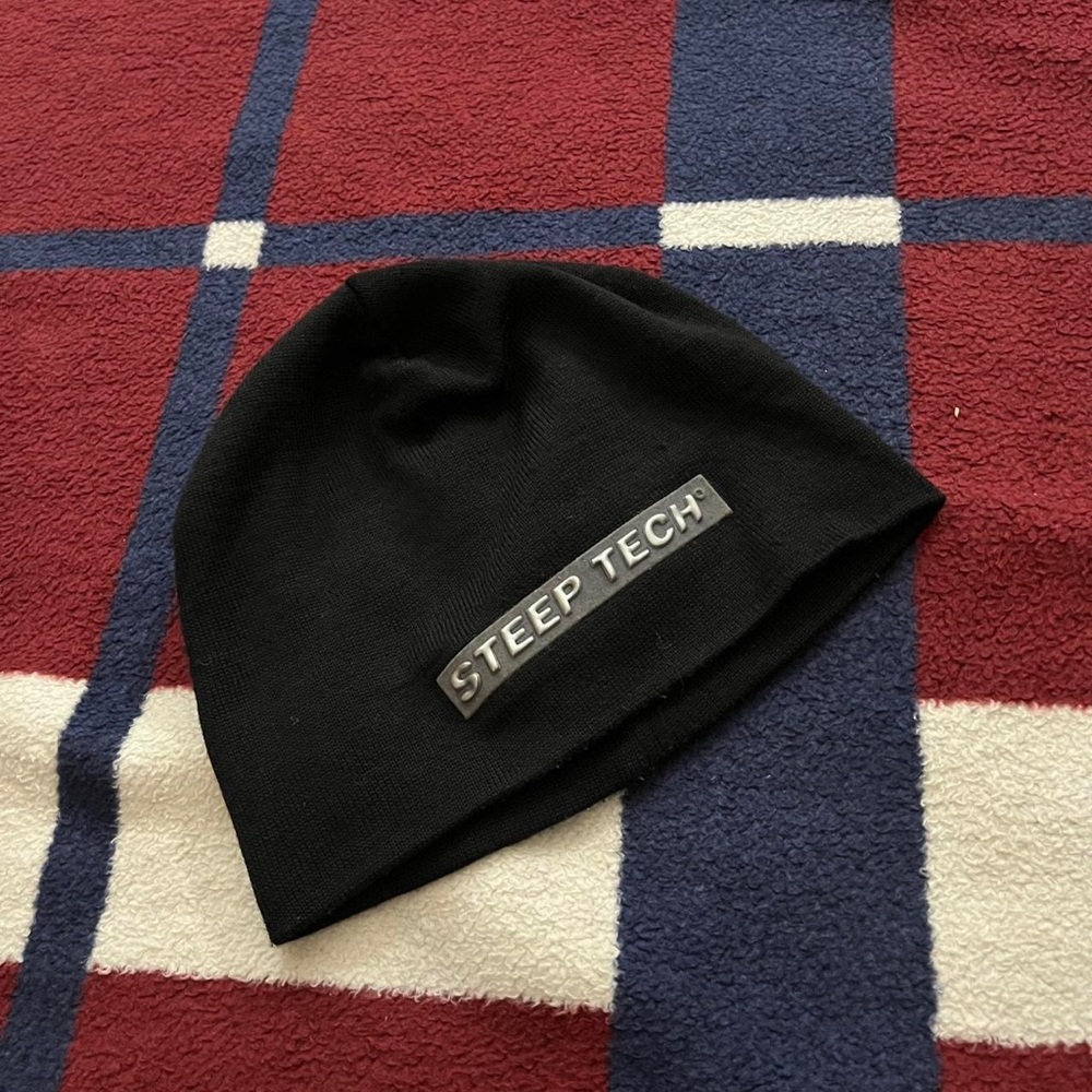 Vtg The North Face Steep Tech black beanie skully Acrylic wool Made in Canada